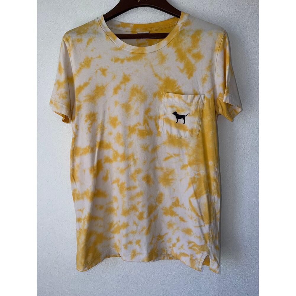 Pink by Victoria’s Secret Yellow White Tie Dye Short Sleeve Y2K Crew Neck Tee XS